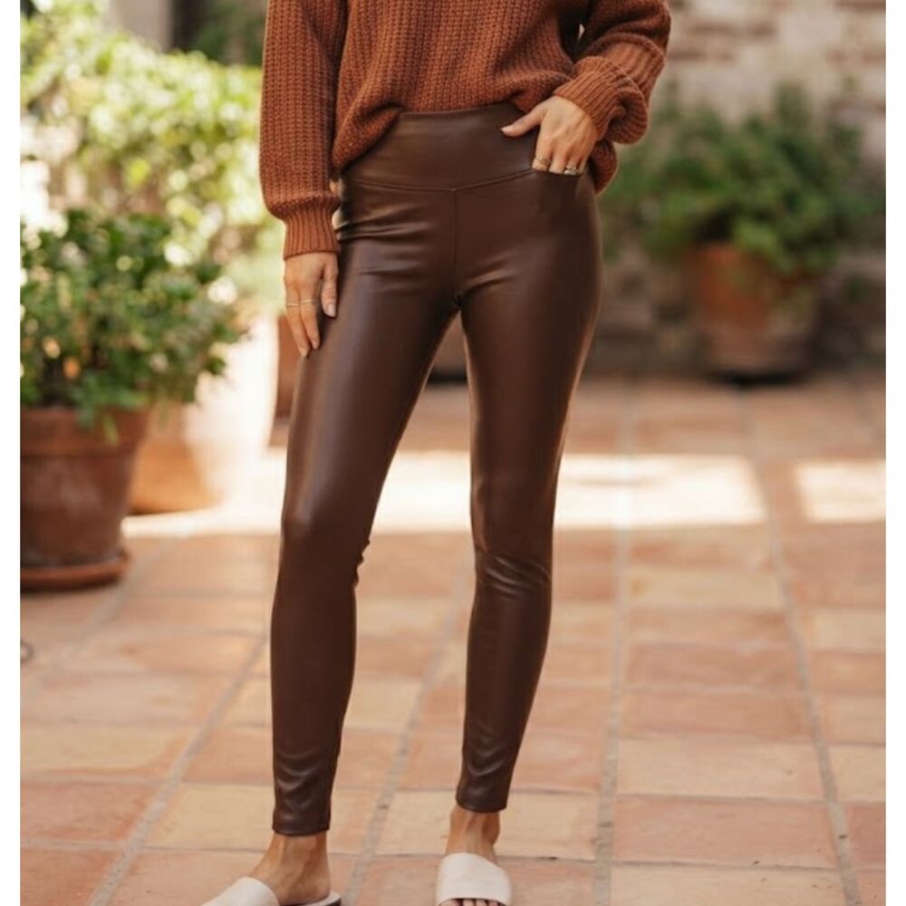 Offline By Aerie Real Good Leggings Womens Medium Brown Faux Leather High Rise